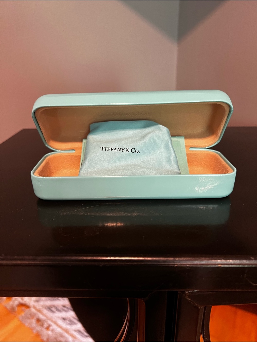 Tiffany & Co. Blue Sunglasses Case with Cloth and Papers